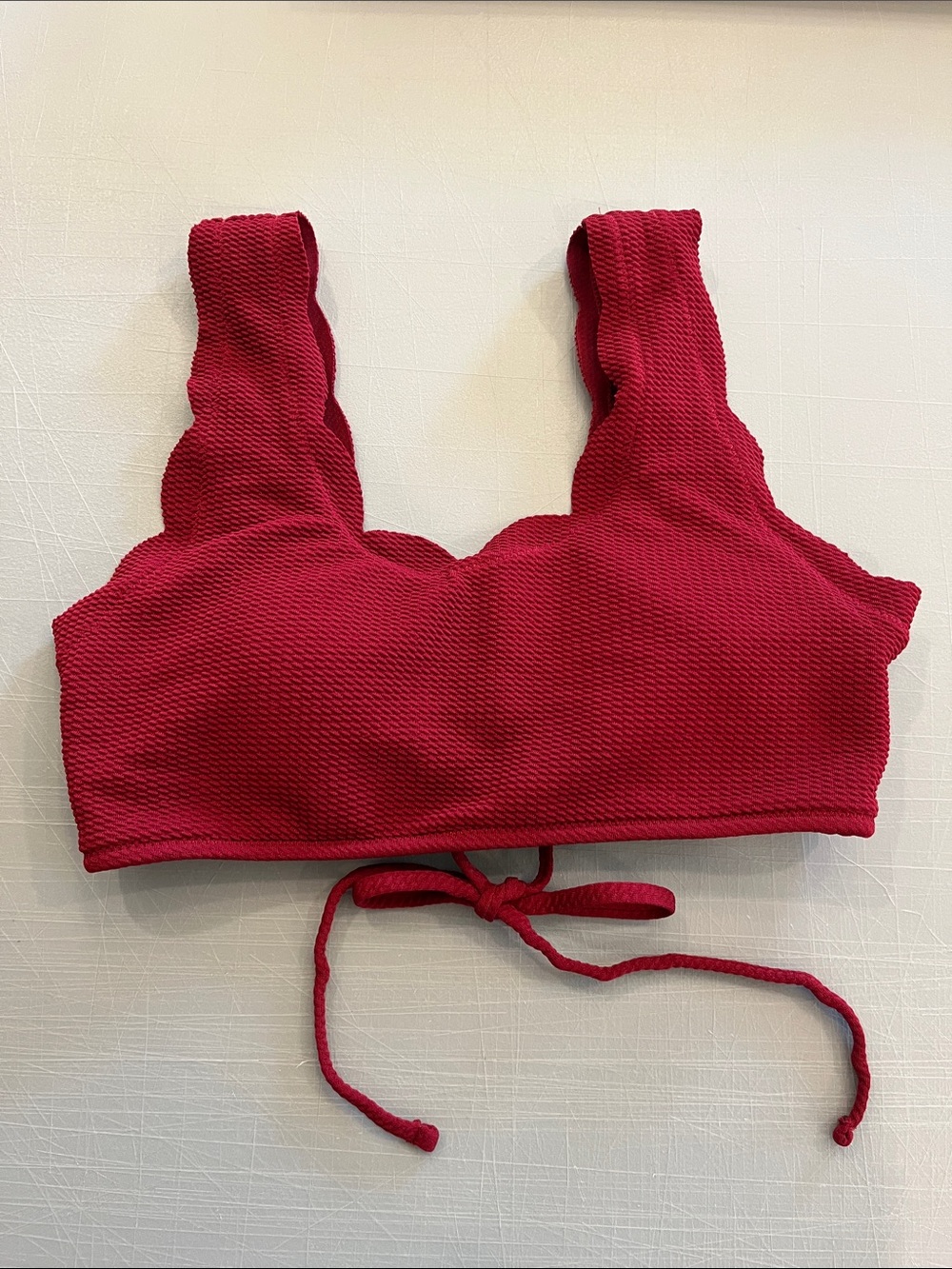 Zaful Red Scalloped Bikini Top